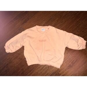 ZARA Peach Pink Sweatshirt Text Graphic Long Sleeve Casual Kids Baby Girl 18-24M